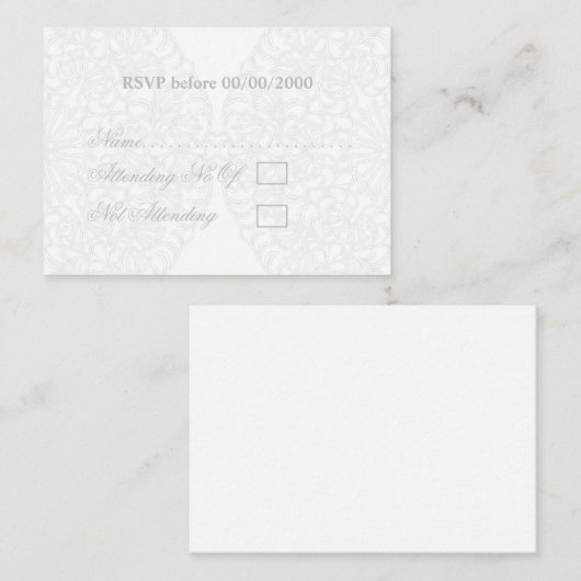 Elegant Kant Grijs & Wit Modern Minimalistisch RSV Notitiekaartje (Voorkant / Achterkant)