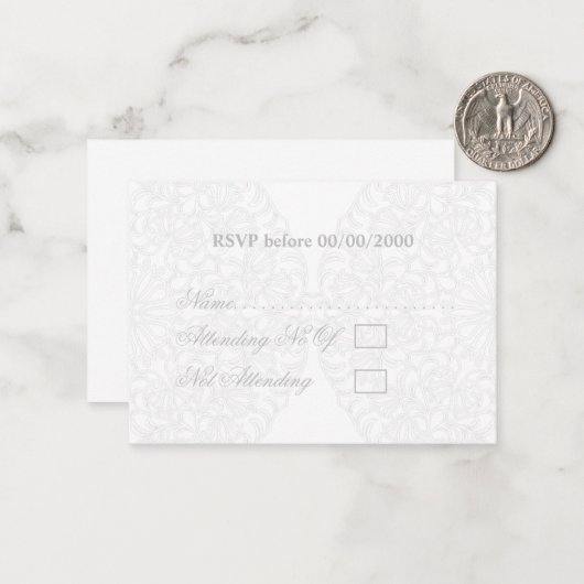 Elegant Kant Grijs & Wit Modern Minimalistisch RSV Notitiekaartje (Voorkant / Achterkant in situ)