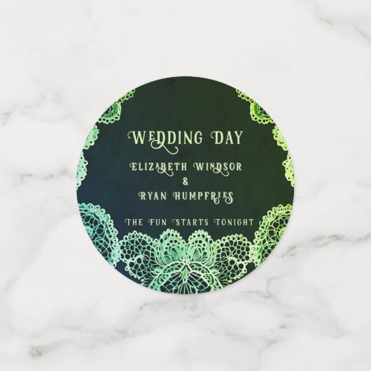 Elegant Kant" Huwelijksuitnodiging Collectie Confetti (Kleine voorkant)