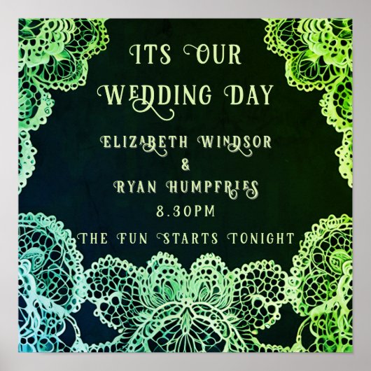 Elegant Kant" Huwelijksuitnodiging Collectie Poster (Voorkant)