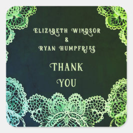 Elegant Kant" Huwelijksuitnodiging Collectie Vierkante Sticker