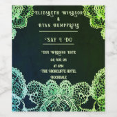 Elegant Kant" Huwelijksuitnodiging Collectie Wijn Etiket (Enkel label)