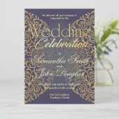 Elegant kant Indigo & Goud Modern Minimalist Kaart (Staand voorkant)