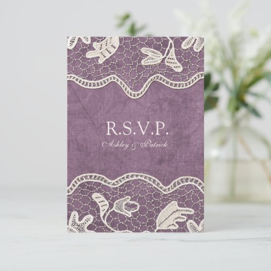 Elegant kant op Violet Background RSVP (Staand voorkant)
