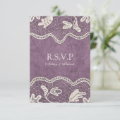 Elegant kant op Violet Background RSVP Kaartje (Staand voorkant)