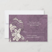 Elegant kant op Violet Background RSVP Kaartje (Achterkant)