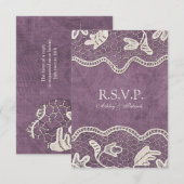 Elegant kant op Violet Background RSVP Kaartje (Voorkant / Achterkant)