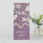 Elegant kant op Violet Background Wedding Menu Kaart (Staand voorkant)