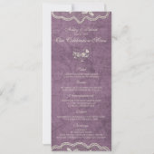 Elegant kant op Violet Background Wedding Menu Kaart (Achterkant)