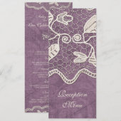 Elegant kant op Violet Background Wedding Menu Kaart (Voorkant / Achterkant)