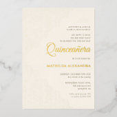 Elegant Kant Tiara Quinceanera Goud Folie Uitnodiging (Voorkant)