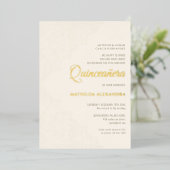 Elegant Kant Tiara Quinceanera Goud Folie Uitnodiging (Staand Voorkant)