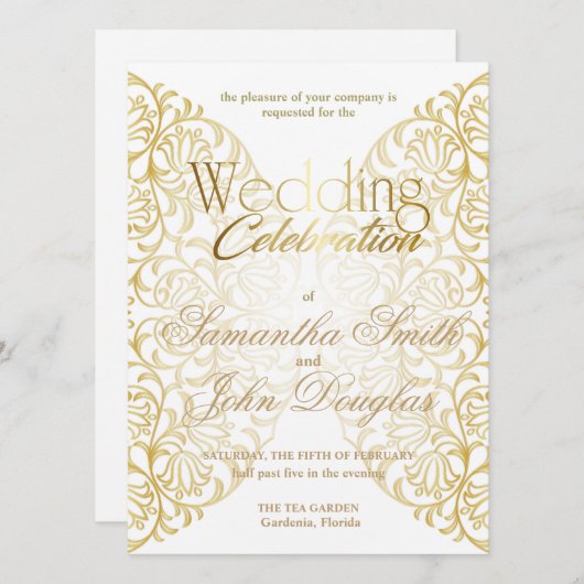 Elegant Kant Wit & Goud Modern Minimalist Kaart (Voorkant / Achterkant)