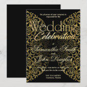 Elegant Kant Zwart & Goud Modern Minimalist Kaart (Voorkant / Achterkant)