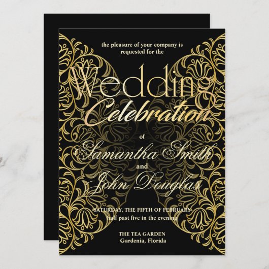 Elegant Kant Zwart & Goud Modern Minimalist Kaart (Voorkant / Achterkant)