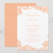 Elegant Kanten Perzik Proefdiner Huwelijk Kaart (Voorkant / Achterkant)
