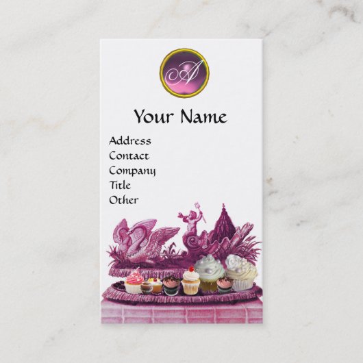 ELEGANT KARAKTER VAN ZWANEN MET KOPEN EN PASTRY VISITEKAARTJE (Voorkant)