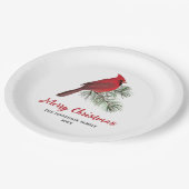 Elegant Kardinaal Bird op kerstpine Monogram Papieren Bordje (Gekanteld)