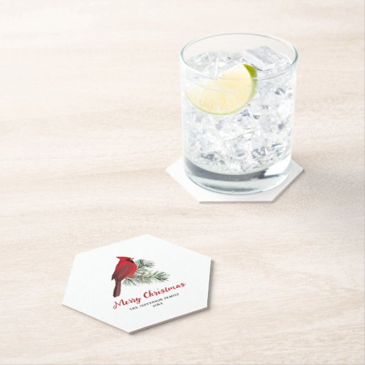 Elegant Kardinaal Vogel Kerstmis Custom Kartonnen Onderzetters (Insitu)