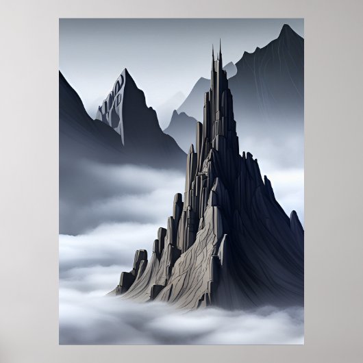 Elegant kasteel op de Mystic Peaks AI Generatief Poster (Voorkant)