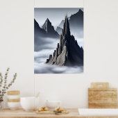 Elegant kasteel op de Mystic Peaks AI Generatief Poster (Keuken)