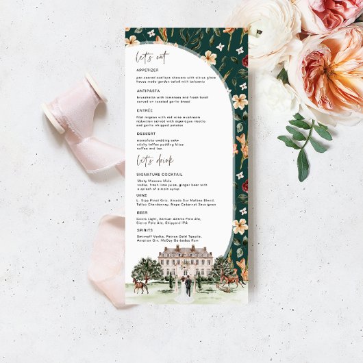 Elegant Kasteel | Waterverf Engelse Landhuis Bruil Menu