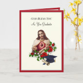 Elegant katholiek Afstuderen Sacred Heart Rozen Kaart (Gele Bloem)