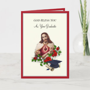 Elegant katholiek Afstuderen Sacred Heart Rozen Kaart