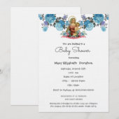 Elegant katholiek Baby shower Blauwe Uitnodiging (Voorkant / Achterkant)