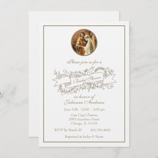 Elegant katholiek goud Eenvoudig Klassiek Kaart (Voorkant / Achterkant)