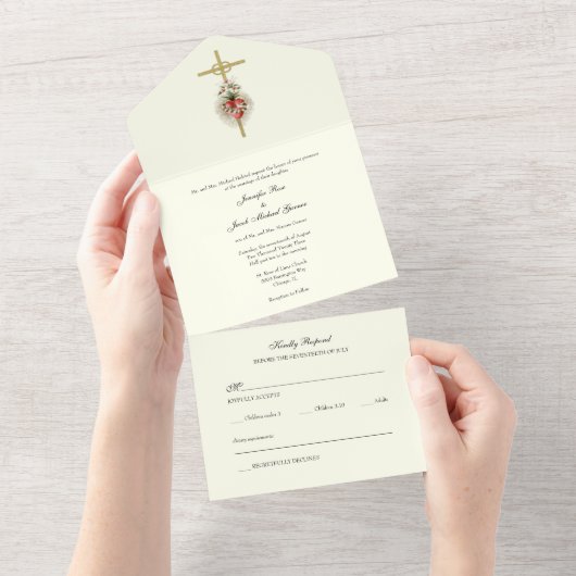 Elegant Katholiek Hart van Maria Uitnodiging voor  (Afscheurbaar)