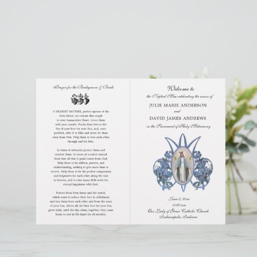 Elegant Katholiek Latijnse Mis Huwelijksprogramma (Staand voorkant)