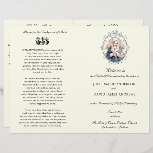 Elegant-katholiek programma voor massale weddensch (Voorkant / Achterkant)