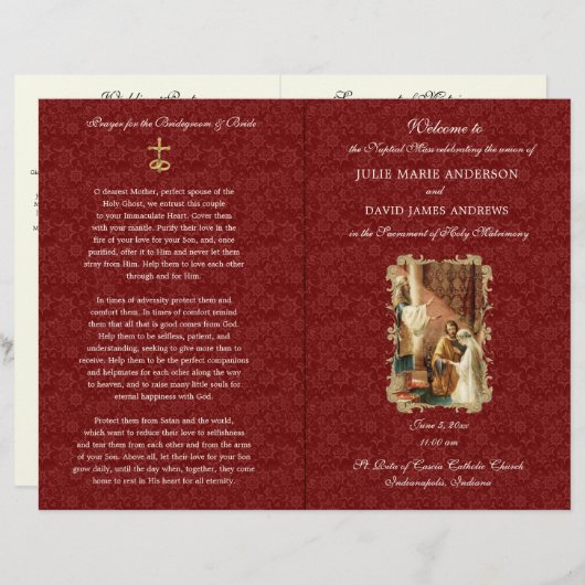 Elegant-katholiek programma voor massale weddensch (Voorkant / Achterkant)