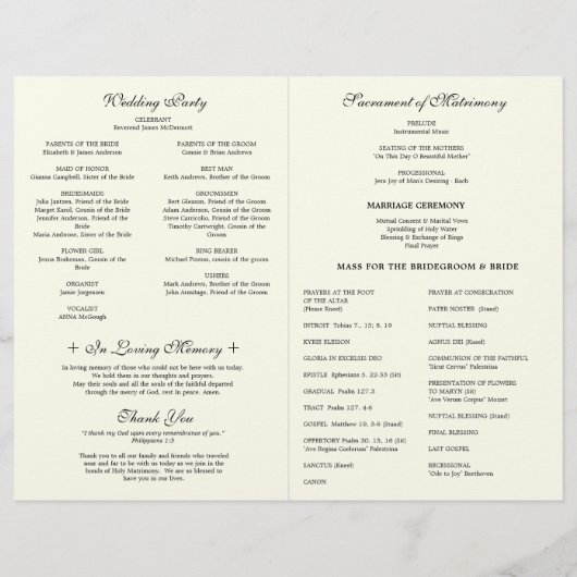 Elegant-katholiek programma voor massale weddensch (Achterkant)