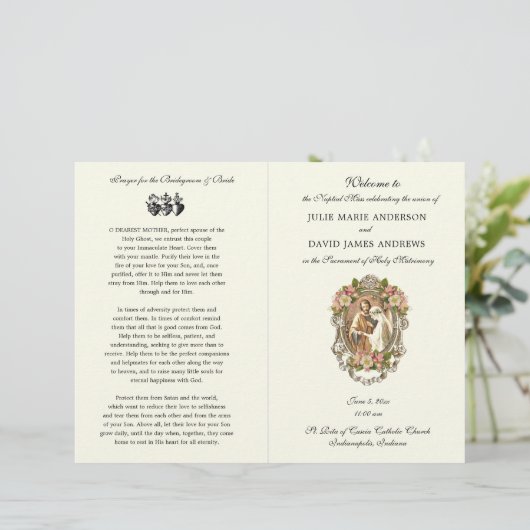 Elegant-katholiek programma voor massale weddensch (Staand voorkant)