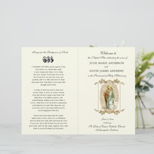 Elegant-katholiek programma voor massale weddensch (Staand voorkant)