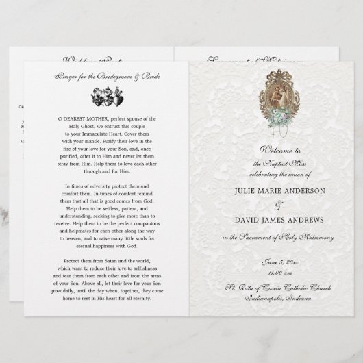 Elegant katholiek traditioneel massaweddenschap (Voorkant / Achterkant)