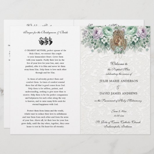 Elegant katholiek traditioneel massaweddenschap (Voorkant / Achterkant)