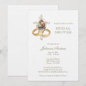 Elegant katholiek Vrijgezellenfeest Floral Gold Kaart (Voorkant / Achterkant)