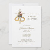 Elegant katholiek Vrijgezellenfeest Floral Gold Kaart (Voorkant)