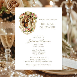Elegant katholiek Vrijgezellenfeest Floral Gold Kaart