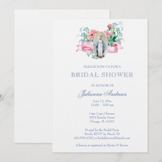 Elegant katholiek Vrijgezellenfeest Floral Uitnodi Kaart (Voorkant / Achterkant)