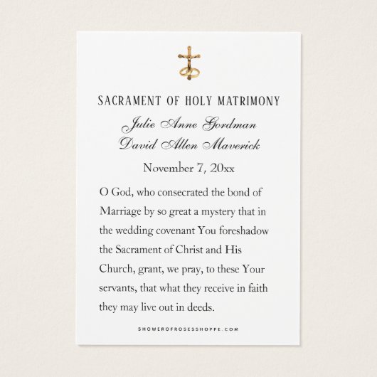 Elegant katholieke bruiloft voor Kaart (Achterkant)