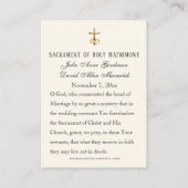 Elegant katholieke bruiloft voor Kaart Plaatskaartje (Achterkant)