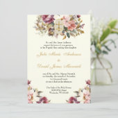 Elegant Katholieke Floral Wedding and Reception Kaart (Staand voorkant)