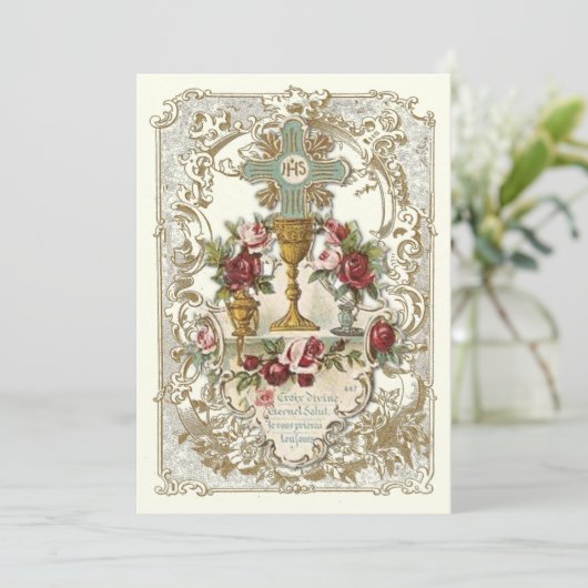 Elegant-katholieke Heilige Communie Jesus Invitati Kaart (Staand voorkant)