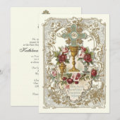 Elegant-katholieke Heilige Communie Jesus Invitati Kaart (Voorkant / Achterkant)