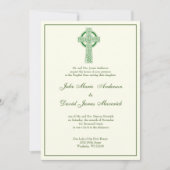 Elegant - katholieke Irish Celtic Cross Ivory Wedd Kaart (Voorkant)