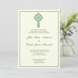 Elegant - katholieke Irish Celtic Cross Ivory Wedd Kaart
